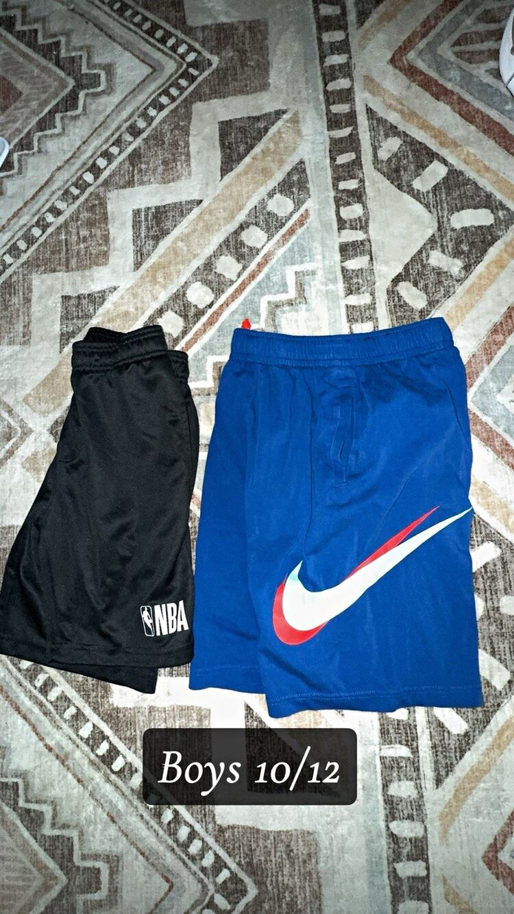 Nike Boys Lot 2 Athletic Shorts 10-11Y Blue/Black Basketball Logo Drawstring